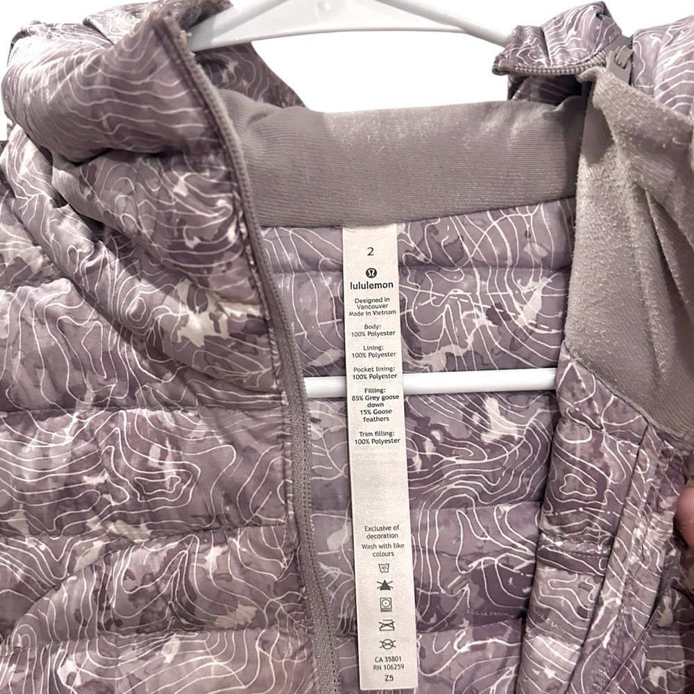 Lululemon Women's Pack It Down Again Hooded Down 700 Jacket Topographic Lilac -2 - Picture 10 of 10